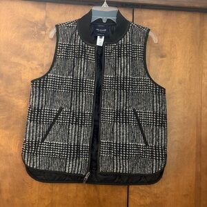 Madewell Black and White Plaid Vest
